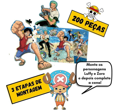 Quebra-cabeça Play One Piece 200 Peças - Elka
